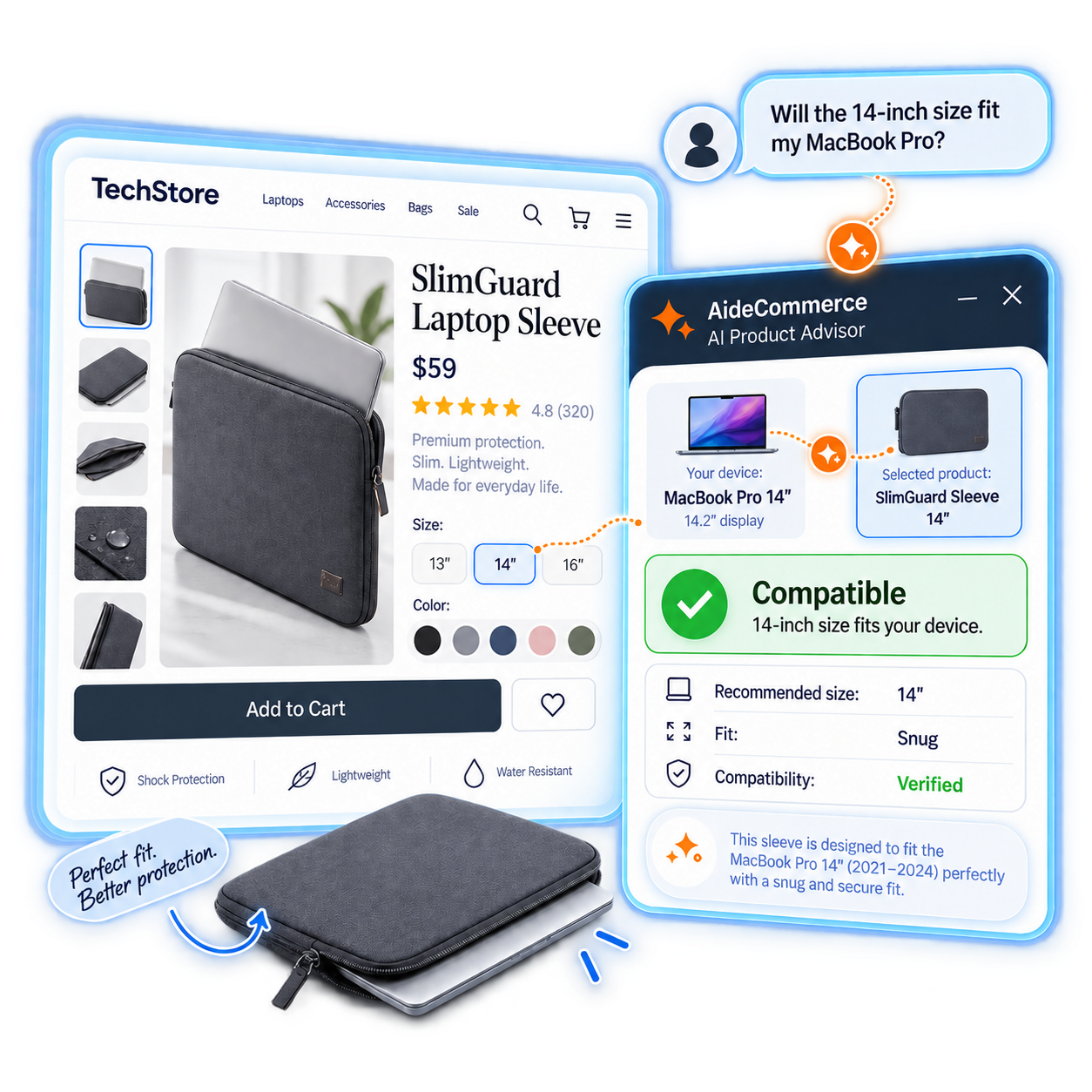 Fit, Sizing and Compatibility Checks verifying room and product dimensions